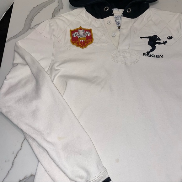 Vtg Ralph Lauren Wales Dragon Rugby Long Sleeve Hooded #2 Jersey Shirt Mens S - Picture 12 of 13